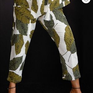 Leaf linen trousers pants